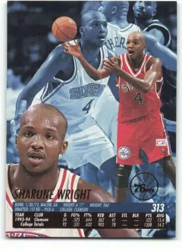 Sharone Wright basketball card from 1994-95 Fleer Ultra with original gloss finish