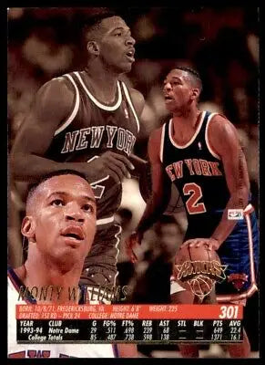 Monty Williams 1994-95 Fleer Ultra Rookie Card New York Knicks #301