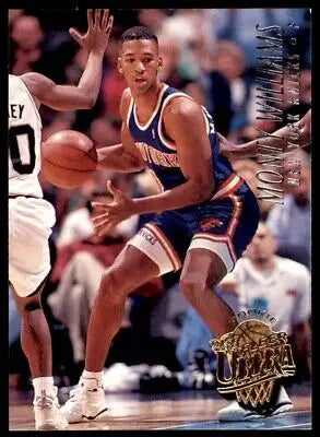 Monty Williams rookie card featuring a basketball player with ball, Fleer Ultra design