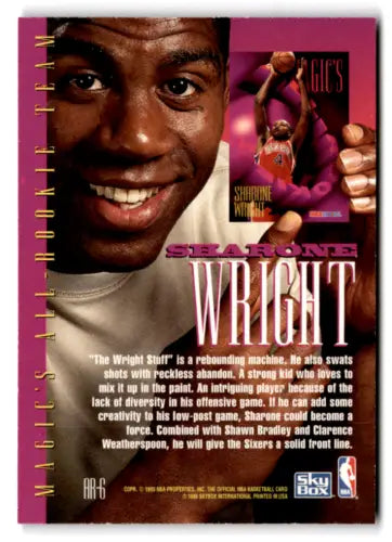 Sharone Wright basketball card from 1994-95 Hoops Magic’s All Rookies with original gloss