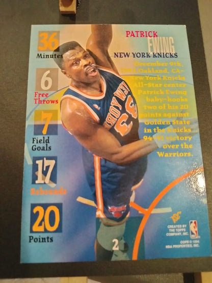 Patrick Ewing 1994-95 Topps Stadium Club Basketball Card New York Knicks HOF