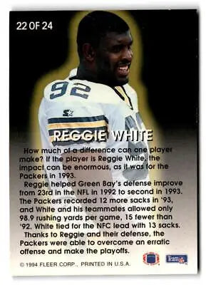 Reggie White Fleer All-Pros card from 1994 featuring legendary football player Reggie White