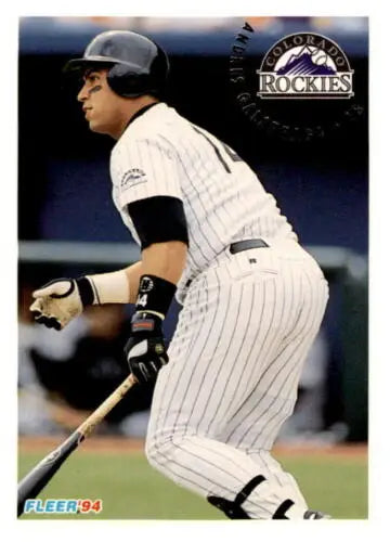 Baseball player in pinstripes on 1994 Fleer #440 Andres Galarraga NM Near Mint Rockies card