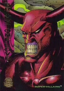 Fierce red devil-like character from 1994 Fleer Marvel Universe Brimstone Love card