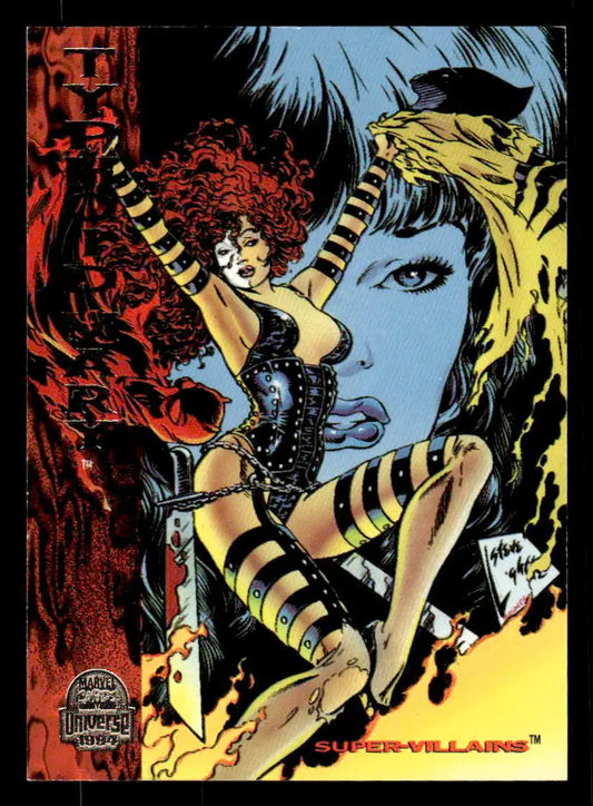 Comic book art of Typhoid Mary from the 1994 Fleer Marvel Universe #199