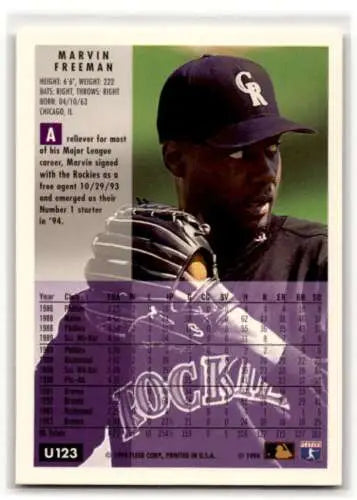 Original gloss 1994 Fleer Update U123 Marvin Freeman Colorado Rockies Baseball Card