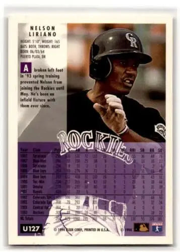 1994 Fleer Update U127 Nelson Liriano Colorado Rockies baseball card with original gloss