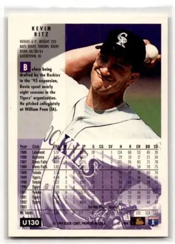 1994 Fleer Update U130 Kevin Ritz Colorado Rockies baseball card with original gloss