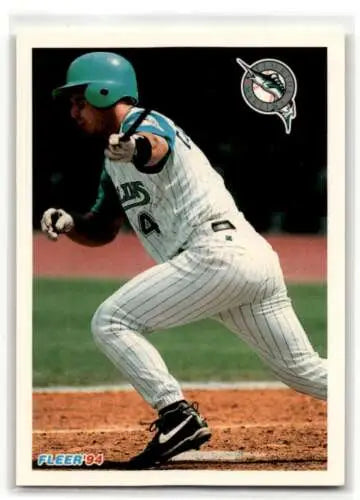 Original gloss 1994 Fleer Update U134 Greg Colbrunn Florida Marlins baseball card in action