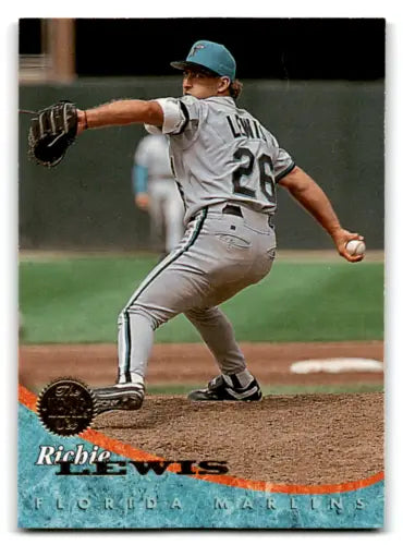 Richie Lewis NM-MT baseball card 1994 Leaf #14 with original gloss, Marlins ID:72343