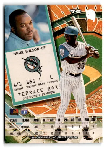 1994 Leaf #76 Nigel Wilson baseball card with original gloss, Marlins collectible