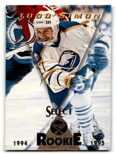 Hockey trading card of Todd Simon Buffalo Sabres in original gloss white uniform