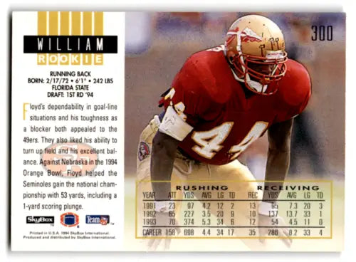 1994 SkyBox Impact #300 William Floyd NM-MT RC Rookie Football Trading Card Original Gloss