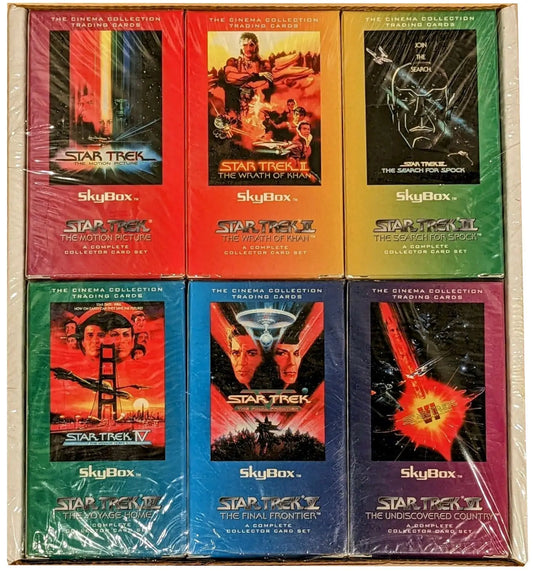 1994 Skybox Star Trek Movies Cinema Collection with six colorful VHS tapes