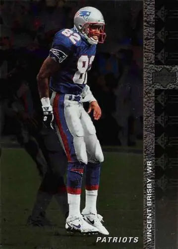 Football player in Patriots uniform from 1994 SP #41 Vincent Brisby original gloss card