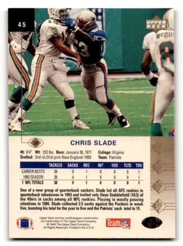 Original gloss 1994 SP Chris Slade New England Patriots football card EX/NM