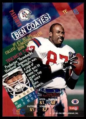 1994 Stadium Club Ben Coates New England Patriots card displayed in text-align center