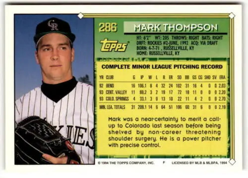 1994 Topps Gold #286 Mark Thompson baseball card in Near Mint condition for collectors