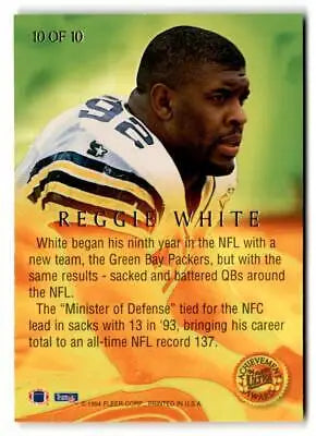 Reggie White Ultra Achievement Awards football card from 1994 Ultra #10