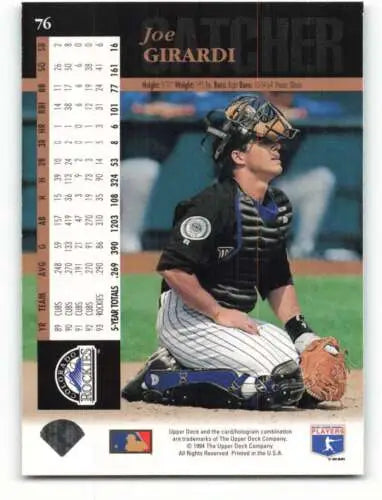 Joe Girardi baseball card from 1994 Upper Deck with original gloss and NM-MT condition