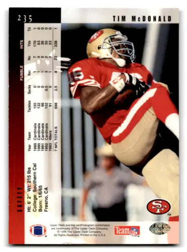 1994 Upper Deck Electric Silver #235 Tim McDonald football card with original gloss finish