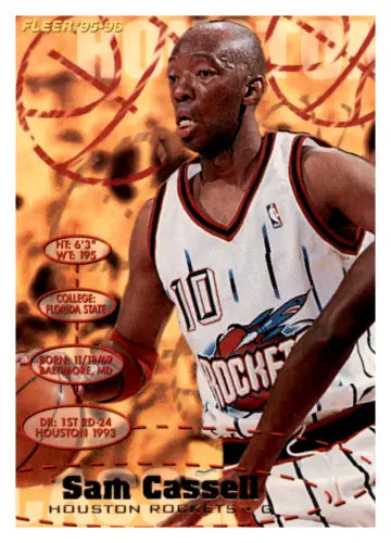 Sam Cassell basketball card 1995-96 Fleer with original gloss Near Mint Rockets