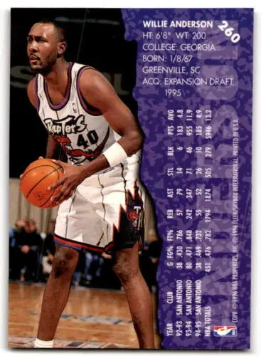 Basketball card 1995-96 Fleer #260 Willie Anderson original gloss Raptors ET ID:42990