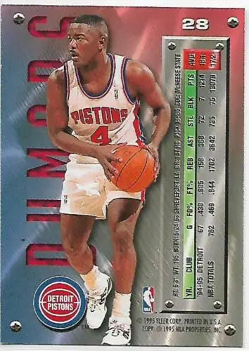 1995-96 Fleer Metal #28 Joe Dumars NM Near Mint Pistons basketball trading card original gloss