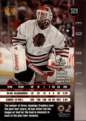 1995-96 Leaf #329 Ed Belfour Chicago Blackhawks NHL Hockey Card in NM condition