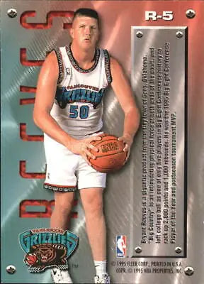 Bryant Reeves 1995-96 Metal Rookie Roll Call NBA Card Memphis Grizzlies NM