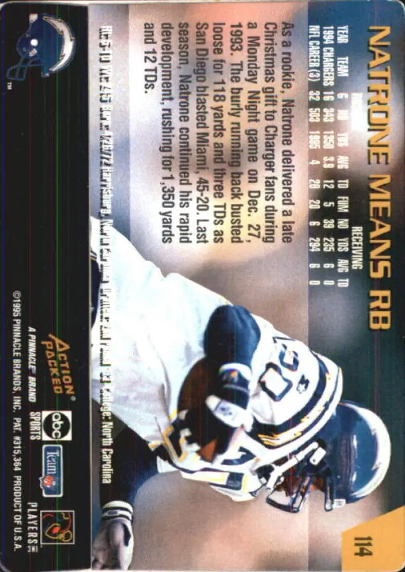 1995 Action Packed Monday Night Football Natrone Means NM-MT Chargers trading card original gloss