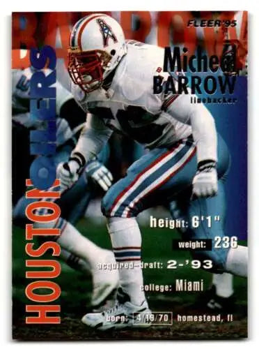 Michael Barrow Houston football card, original gloss, 1995 Fleer #142