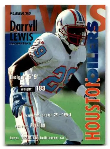 Darryll Lewis Houston Oilers football card with original gloss from 1995 Fleer