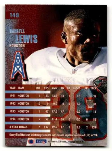 Darryll Lewis Houston Oilers football card in original gloss from 1995 Fleer #149