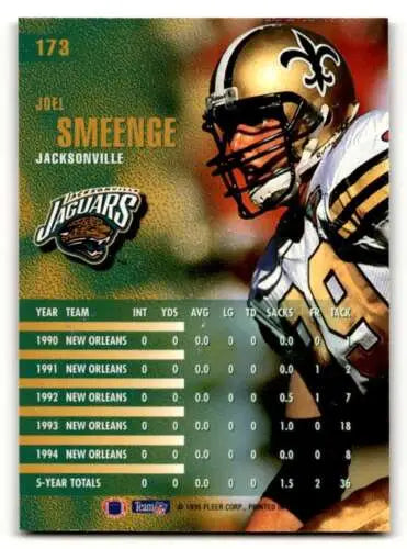 Original gloss 1995 Fleer Joel Smeenge Jacksonville Jaguars football card NM condition