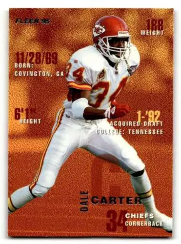 Dale Carter Kansas City Chiefs football card with original gloss from 1995 Fleer