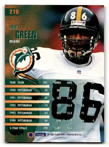 1995 Fleer #219 Eric Green Miami Dolphins Football Card with original gloss finish