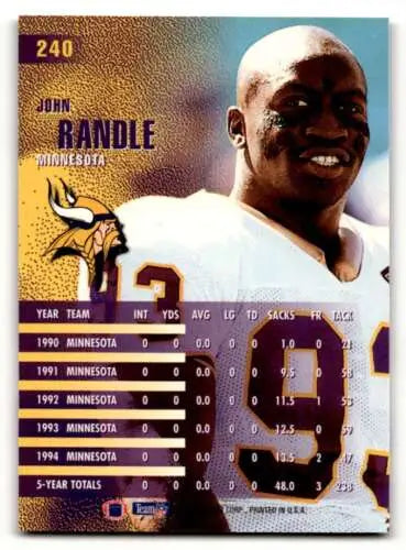 1995 Fleer #240 John Randle Minnesota Vikings Football Card with original gloss finish