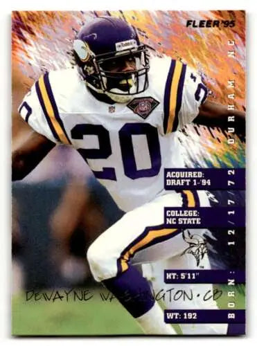 1995 Fleer #244 Dewayne Washington Minnesota Vikings Football Card with original gloss