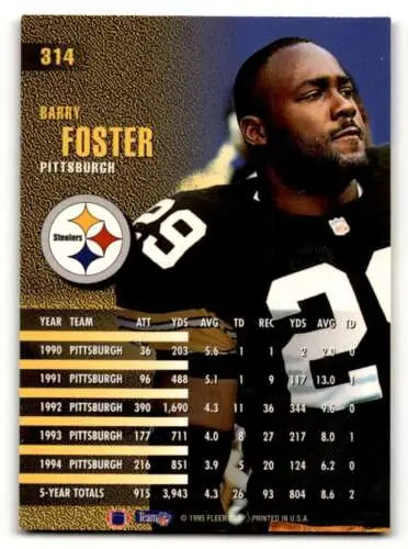 Barry Foster Pittsburgh Steelers football card with original gloss from 1995 Fleer