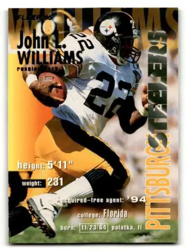 John L. Williams Pittsburgh Steelers football card with original gloss detail