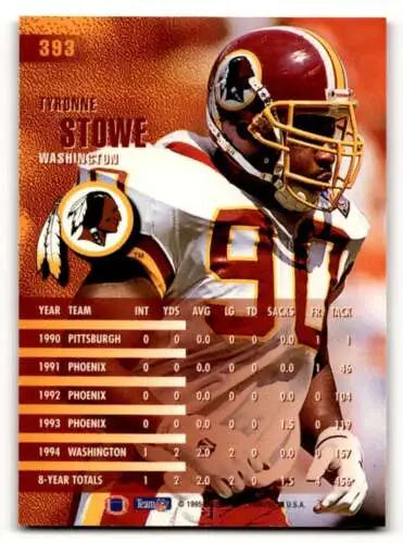 1995 Fleer #393 Tyronne Stowe Seattle Seahawks Football Card in original gloss condition