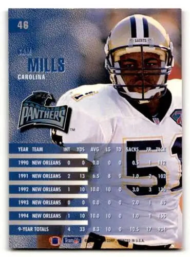 1995 Fleer #46 Sam Mills Carolina Panthers Football Card with original gloss condition