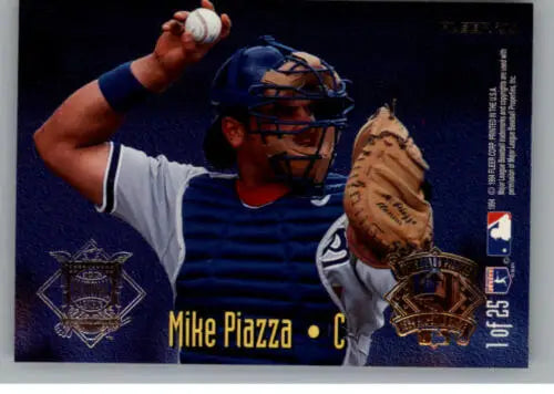 Mike Piazza baseball card from 1995 Fleer All Stars with original gloss, Ivan Rodriguez