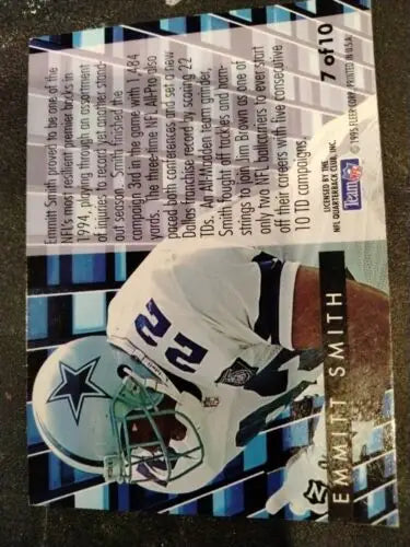 Emmitt Smith 1995 Fleer Football card featuring Dallas Cowboys Gridiron Leader design