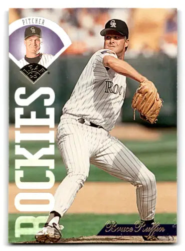 Baseball card of Bruce Ruffin in original gloss, showcasing excellent Rockies team