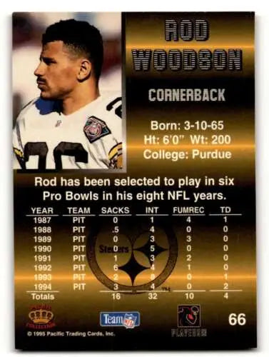 1995 Pacific #66 Rod Woodson Pittsburgh Steelers Football Card with original gloss