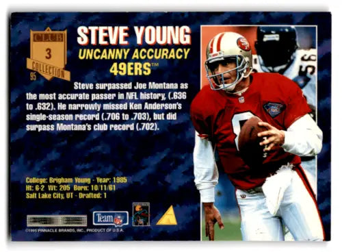 Steve Young football card from 1995 Pinnacle Club Collection with original gloss finish