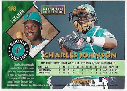 1995 Pinnacle Museum Collection #158 Charles Johnson baseball card with original gloss