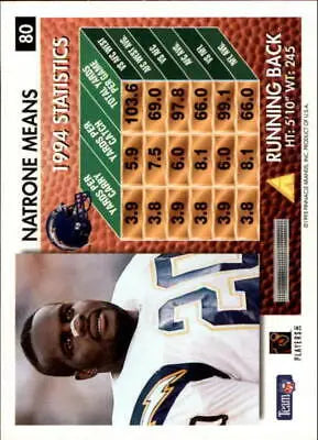 1995 Pinnacle Summit Natrone Means football card with original gloss, NM-MT condition